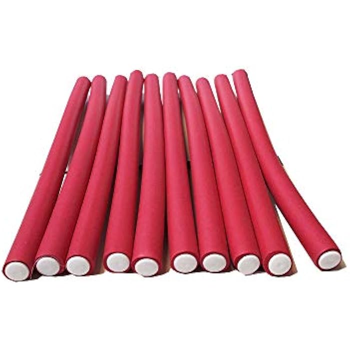 blooming 10 Pcs Hair Curlers Roll Stick Soft Sponge Hair Curling Roller Flex Silicone Magic Air Foam Roller Bendy Rod Hair Styling Tools (red) - Image 2